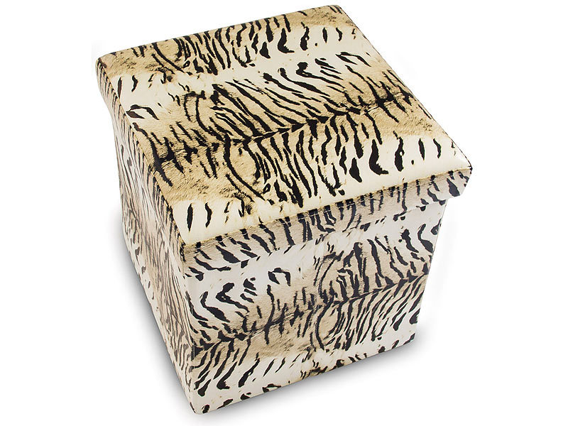 Kunstleder-Sitzhocker mit Stauraum Tigerdesign
