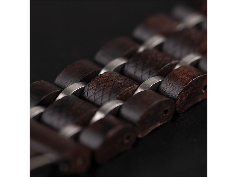 Holzarmband für Apple Watch aus Ebenholz, dunkelbraun, mit Edelstahl