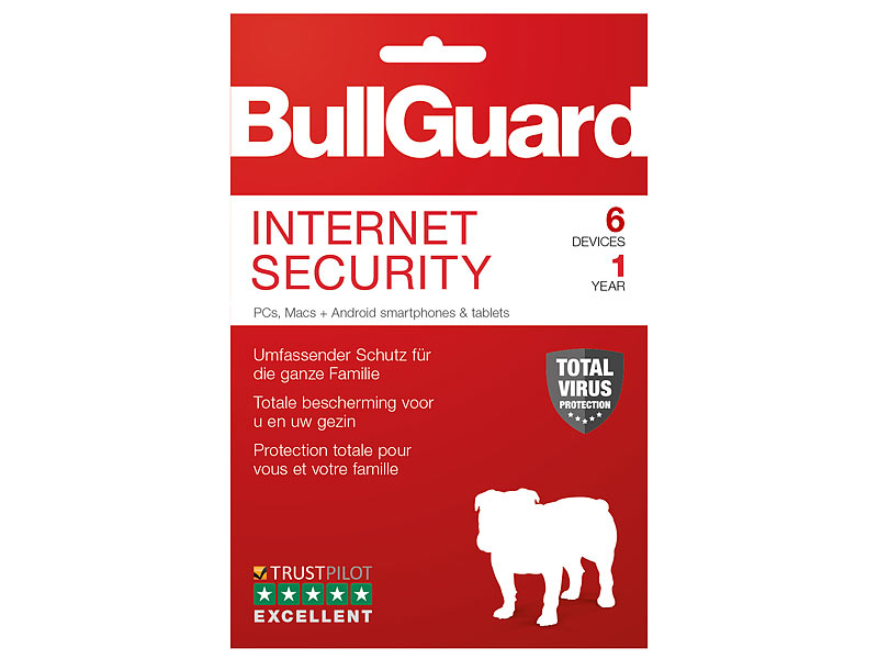 Bullguard Internet Security 1-Jahres-Vollversion mit 6 Lizenzen (PC/Mac ...
