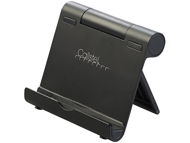 Callstel Tablet Ständer: Aluminium-Tabletständer mit verstellbarem Winkel,  schwarz (iPad Ständer)