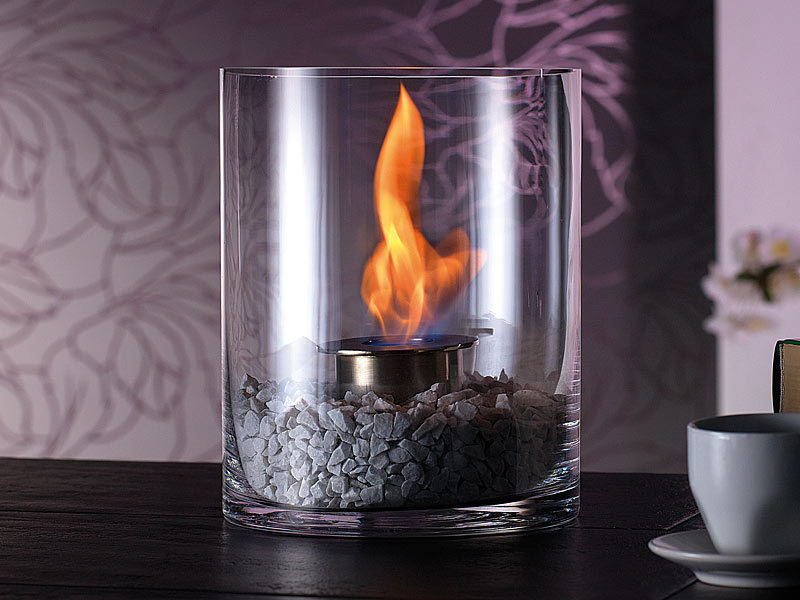 Carlo Milano Bio-Ethanol Tischkamin: Glas-Dekofeuer "Kasra" für Bio