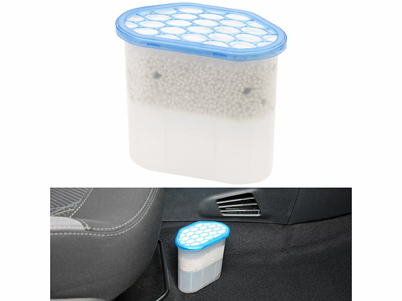 Auto-Luftentfeuchter mit 2 Granulat-Packs, je 40 g für je 66 ml Wasser