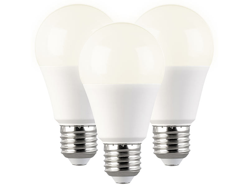 9er Set LED Lampen, E, 9 W, E27, warmweiß, 3000 K