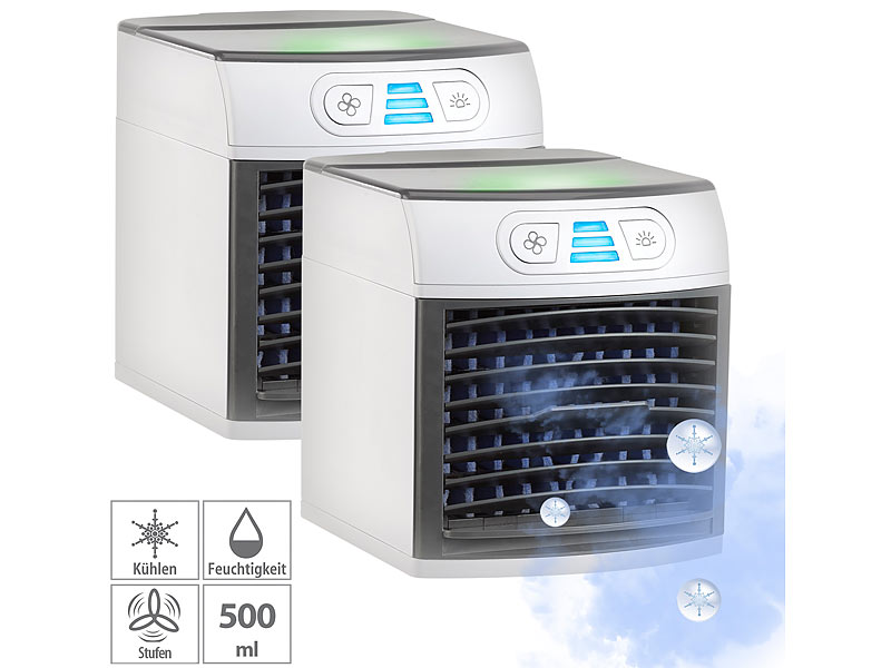 Sichler Mini Klimaanlage: 2er-Set 2in1-Tisch-Luftkühler ...
