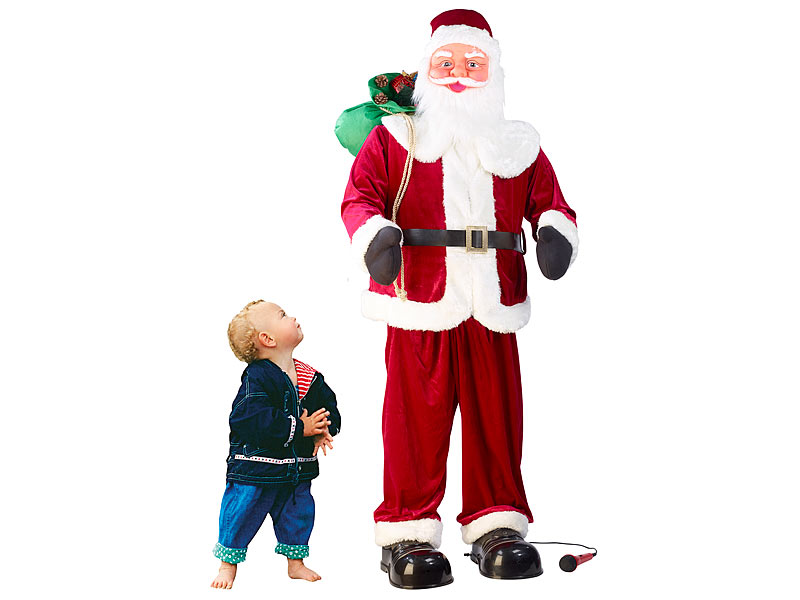 240cm winkender singender Weihnachtsmann LED beleuchtet Musik selbstaufblasend