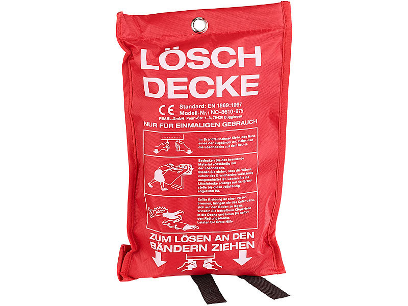 Feuerlöschdecke 100 x 100 cm Brandschutz-Decke Feuerdecke Lösch-Decke EN1869 