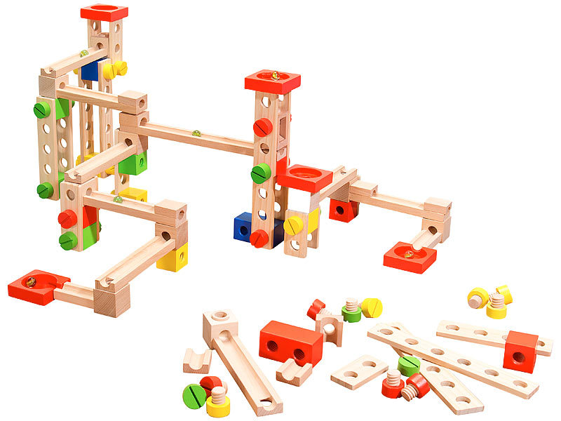 Holzbahn Murmelbahn Kugelbahn zum Selberbauen Holzmodell-Spielzeug aus 3D-Puzzle 