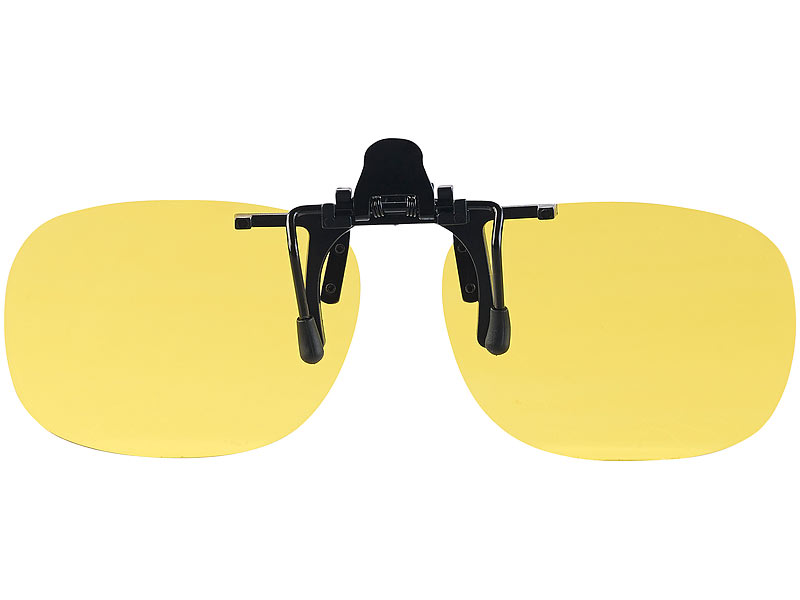 PEARL Nachtsicht Brillenclip: 2er-Set Nachtsicht-Brillenclips, rundliches  Design, polarisiert, UV400 (Blendschutz Auto Nacht)