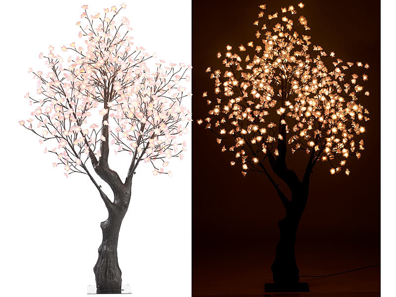 Lichterbaum mit Blüten Lichterzweig 200 LED weiß 150 cm Blüten-Baum Timer Deko