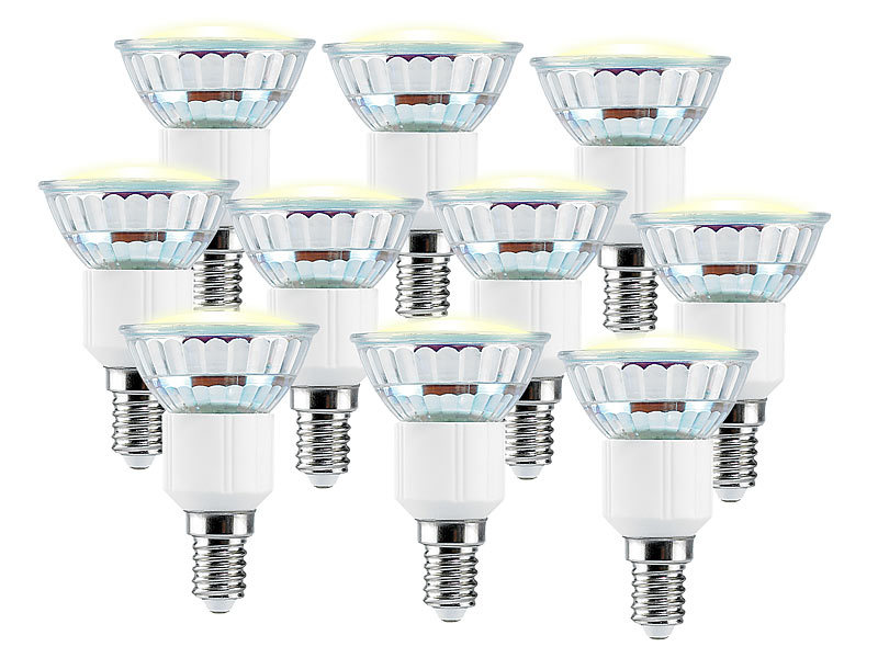 Luminea LEDSpot E14, 1,5W, warmweiß 2700K, 135 lm, 10erSet