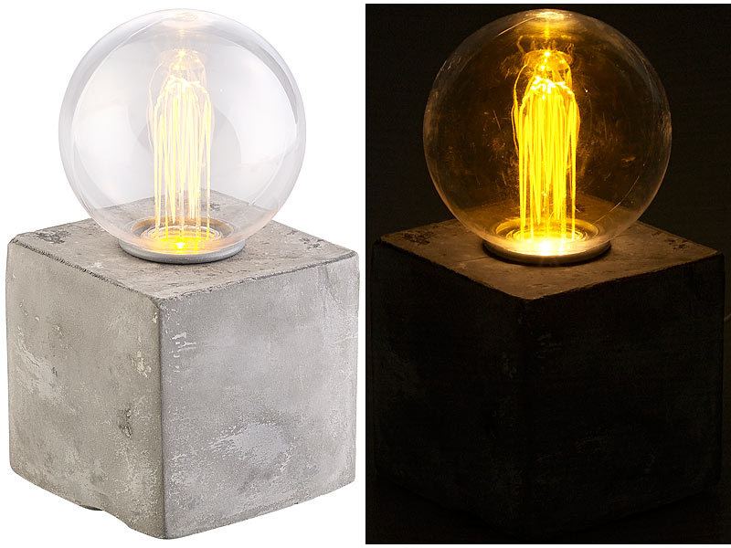 Lunartec Betonsockel Lampe: Deko-Tischleuchte mit LED und Beton-Sockel,  USB- oder Batteriebetrieb (Dekolicht)