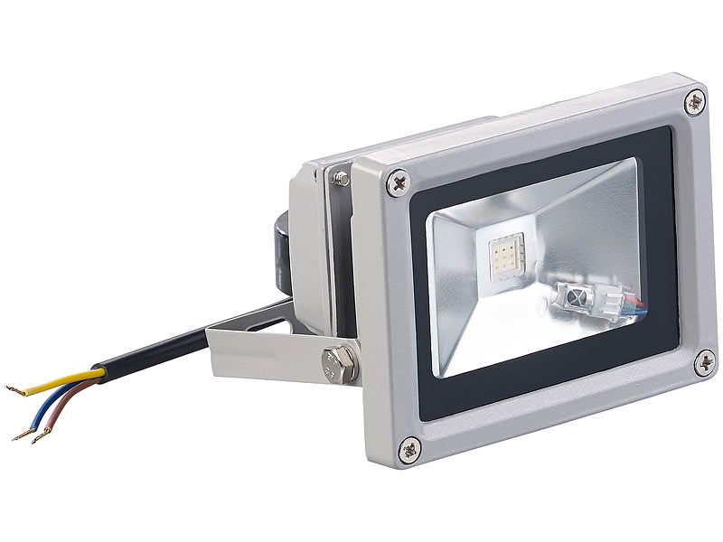 10 Watt IP65 800 lm Luminea Wetterfester RGB-LED-Fluter mit Fernbedienung 