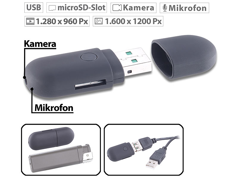 USB2.0 Stick Überwachung Kamera mini Camera 1280*960 HD Spion Bewegungsmelder
