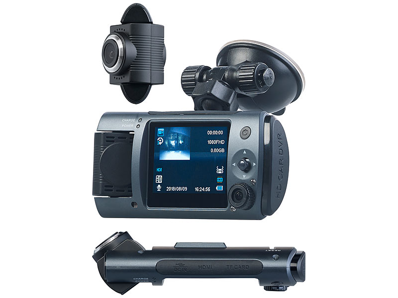 NavGear Dashcam Dual: Full-HD-Dashcam mit 2 Objektiven, 150° Ultra