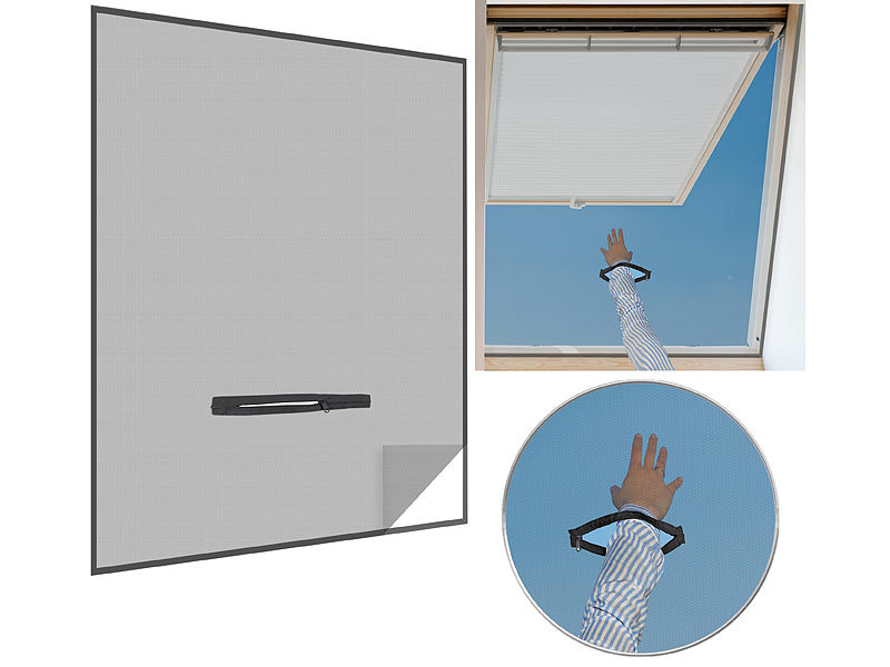 infactory Moskitonetz: Fliegengitter mit Fenster-Zugang, 150 x 180 cm,  zuschneidbar, schwarz (Fliegengitter mit Reißverschluss)