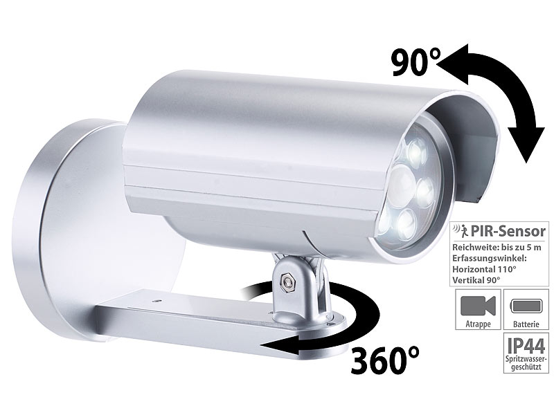 4X Dummy Kamera Überwachungskamera LED Dome Fake Attrappe Kamera mit LED Licht 