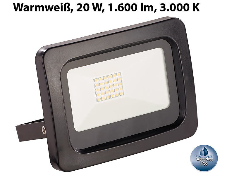 Luminea Baustrahler: High-Power-LED-Strahler, Akku, Solar, 2400 lm