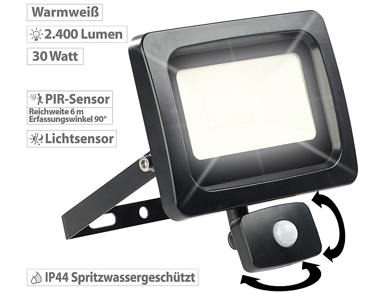 2x LED Baustrahler Scheinwerfer mit Bewegungsmelder 50W SMD Fluter Sensor Lampe 