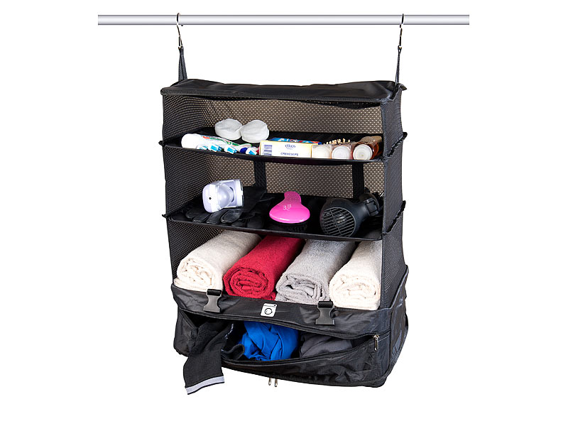 Xcase Koffer mit Regalsystem: 2er-Set XXL-Koffer-Organizer, Packwürfel zum  Aufhängen, 45 x 64 x 30cm (Reise Regaltasche)