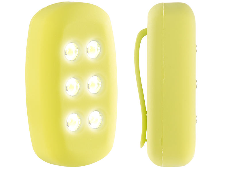 Lunartec LED Blinklicht: Kinetisches Clip-On-Sicherheitslicht mit 6 LEDs,  15 Lumen, IPX8 (Jogging Licht)