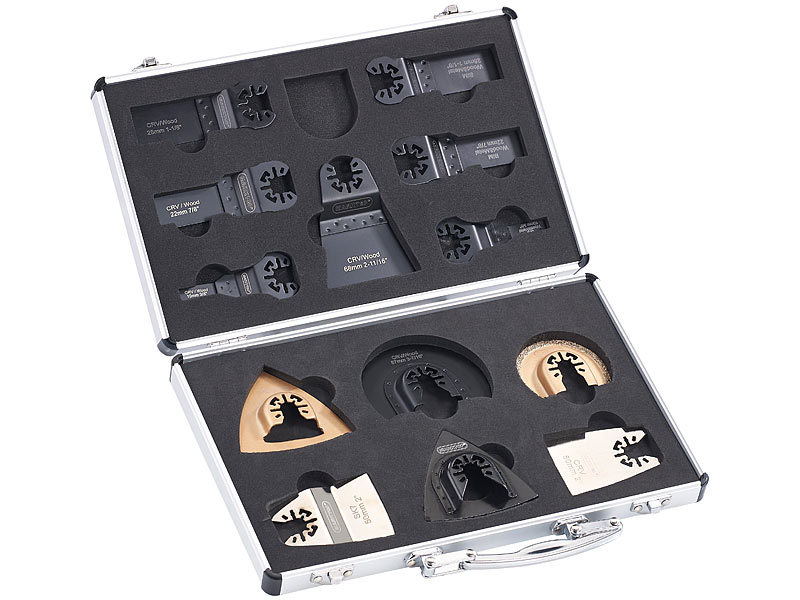 AGT Professional Werkzeugset: Werkzeug-Zubehör-Koffer für Multitools,  Schnellspann-Aufnahme (Multitool Sägeblätter)