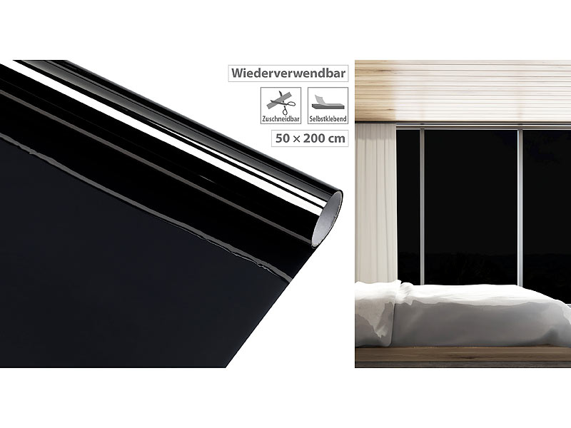 infactory Tönungsfolie Fenster: Dunkle Sichtschutzfolie mit UV-Schutz,  selbstklebend, 50 x 200 cm (Tönungsfolie Fenster selbstklebend)