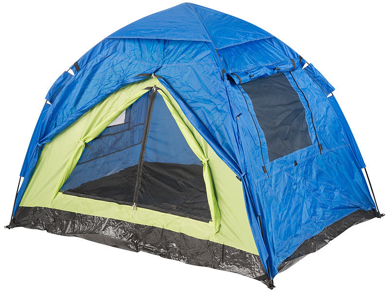 Semptec Zelt 2 Personen: Automatik-Kuppelzelt für 2 Personen, 5.000 mm  Wassersäule (2 Mann Zelt)