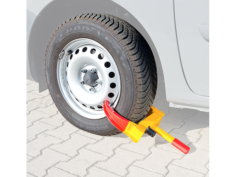 Lescars Parkkralle: Universal-Radkralle zum Fahrzeug-Diebstahlschutz für  Reifen bis 265 mm (Radkralle Anhänger)