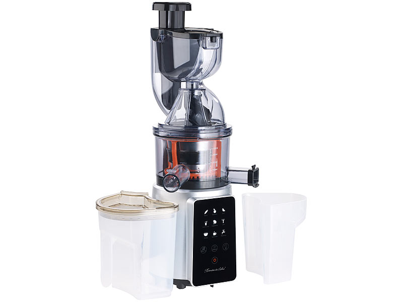 Rosenstein & Sohne Digitaler Slow Juicer & Kaltpress-Entsafter f. ganze Fruchte, 8 Progr.