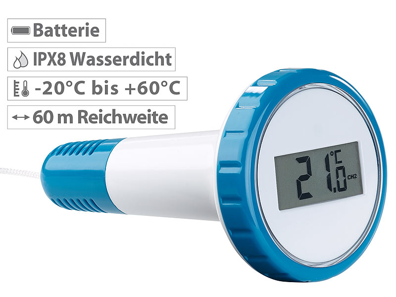 infactory Thermometer wasserdicht: Zusätzliches Funk-Poolthermometer für  PT-250, wasserdicht IPX8 (Funk Thermometer wasserdicht)