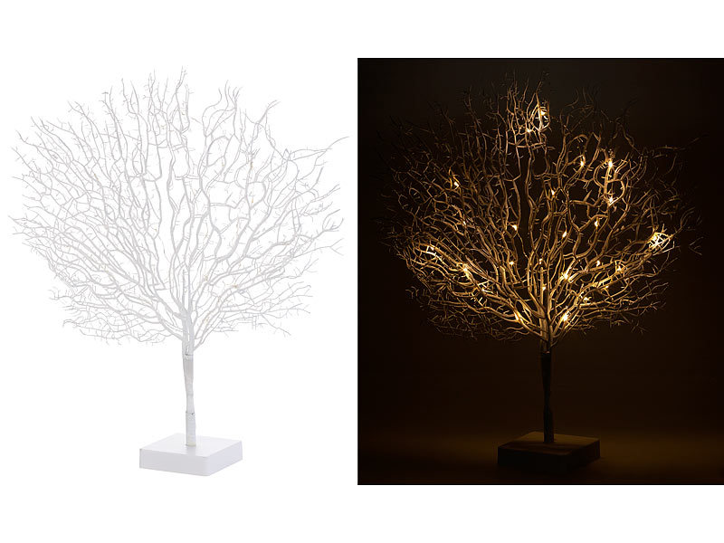 Lunartec Lichterbaum Deko: Moderner Lichterbaum mit 25 warmweißen LEDs, 50  cm, weiß (Kleiner Lichterbaum)