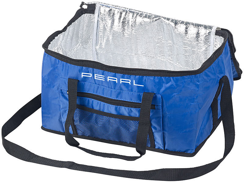 PEARL Kühltasche groß: Faltbare Kühltasche mit Schultergurt & Tragegriffen,  24 Liter, blau (Kühltasche groß faltbar)