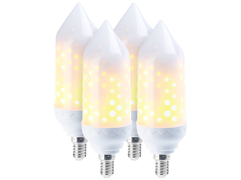 E14 LED Flammenlampe 4er Pack LED Flammen Lampe Mit