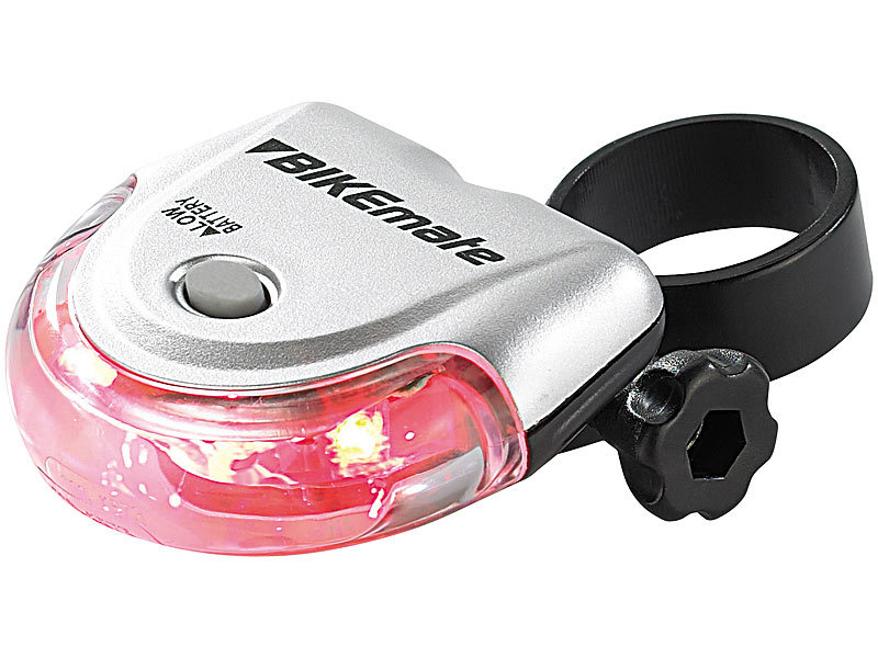 Halogen-Fahrradlampen-Set (silber) mit LED-Rücklicht & Batterien