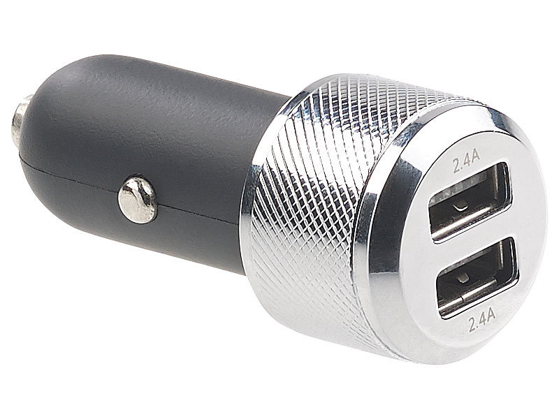 revolt USB Autoadapter: Kfz-USB-Ladegerät mit 2 Ports, für 12/24 Volt, 4,8  A, 24 Watt (Auto Adapter)