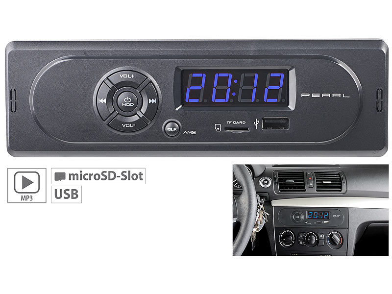 PEARL Radio USB: MP3-Autoradio CAS-300 mit Wiedergabe von USB & microSD, 2x  7 W (Einbauradio)