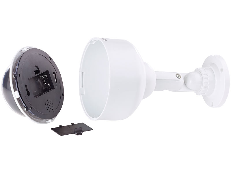 VisorTech Kamera-Attrappe außen: Dome-Überwachungskamera-Attrappe,  durchsichtige Kuppel, Wandhalterung (Sicherheits-Kamera-Attrappen)