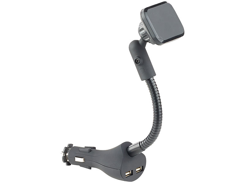 Callstel Telefon Halterung: Flexible Kfz-Magnet-Halterung mit 2 USB-Ports  für Smartphones, 3,1 A (Auto Handyhalterung magnetisch)