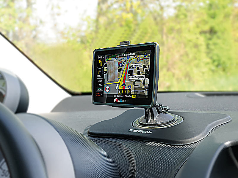 NavGear Navi-Halterung fürs Auto: Schwanenhals-Navi-Halterung für den Auto- Rückspiegel (Navigation-Halterungen Auto)