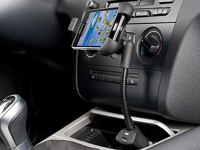 Ipow X-Form Doppelklammer Universal KFZ Handyhalterung Handyhalter Smartphone Halterung für auto Windschutzscheibe Armaturenbrett mit Robustem Schwanenhals und Starkem Saugnapf 