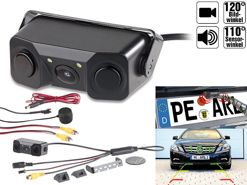 Lescars Kfz Rückfahrkamera: Farb-Rückfahrkamera & Einparkhilfe  Versandrückläufer (Rückfahrkamera Abstandswarner)