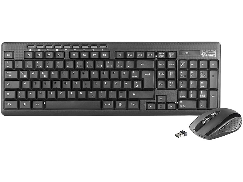 Kabellose Tastatur und Maus Set 2,4 GHz Funkmaus mit Wireless Keyboard schwarz 