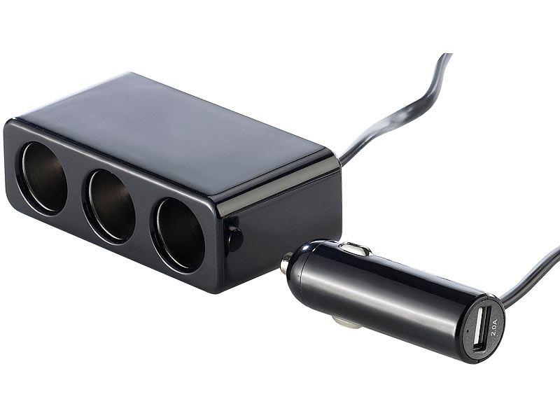 2-Fach Adapter KFZ Verteiler 12V Zigarettenanzünder Doppelstecker 2 USB  Dual USB