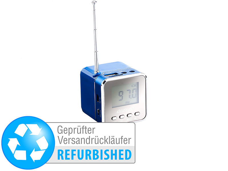 auvisio MiniMP3Station "MPS550.cube" mit Radio, blau