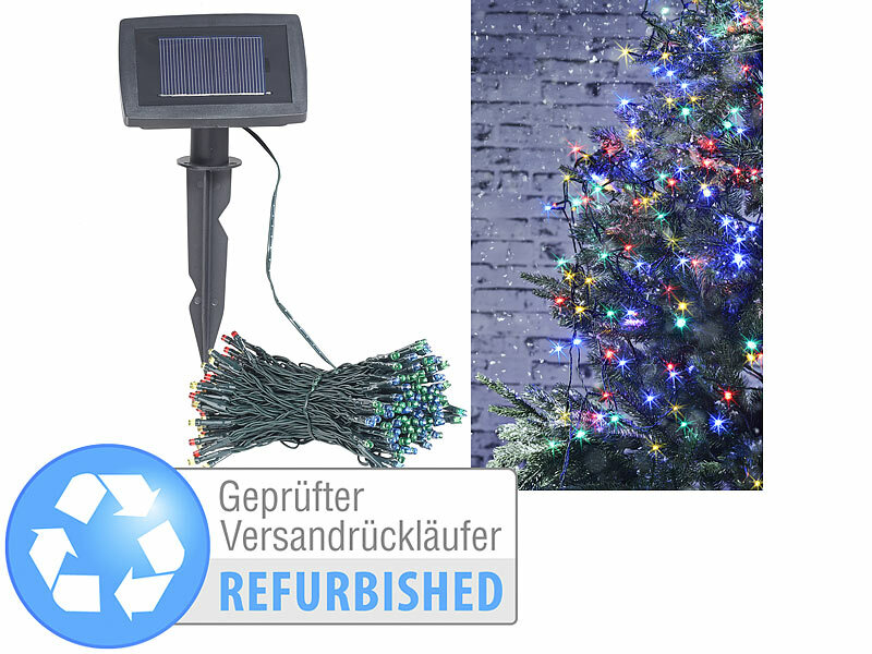 Led Solar Lichterkette Lunartec LED Solar Efeu-Lichterkette 120 LEDs 12m -  8 Modi, IP44 Fr Garten, Balkon & Terrasse