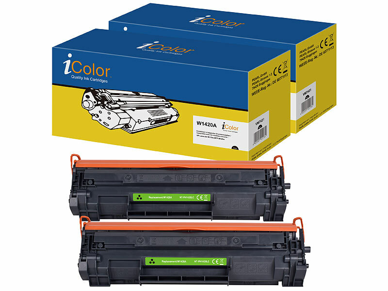 iColor 2er-Set Toner für HP, ersetzt 142A (W1420A), schwarz, bis 4.000  Seiten