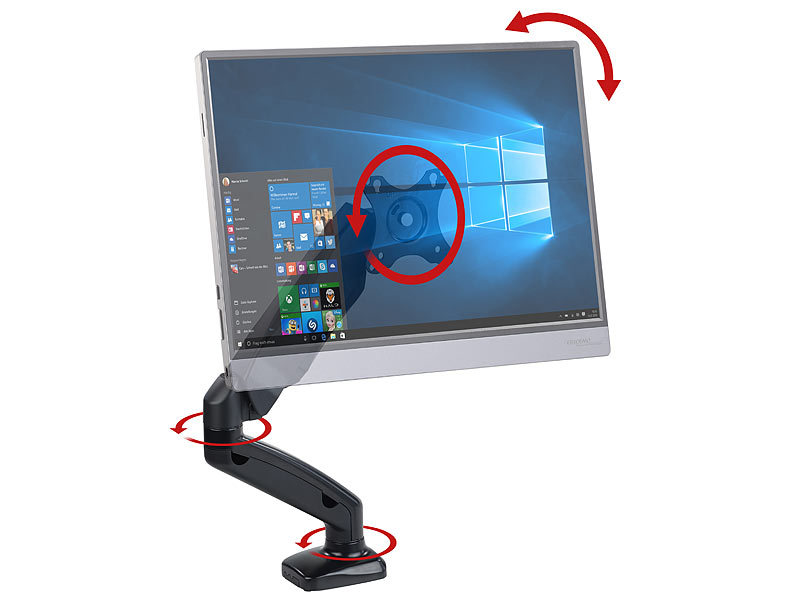 General Office Monitorständer: Gasgefederter Monitor-Schwenkarm bis 81  cm/32, Pivot, VESA-kompatibel (Bildschirmhalterung)