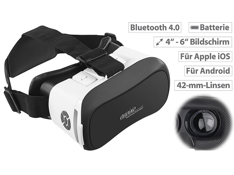 Virtual Reality VR-Headset Brille 360 ° 3D-Brille Handybrille & Fernbedienung 