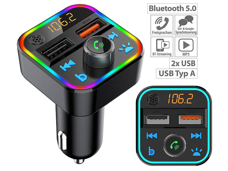 Universeller Auto Bluetooth 5.0 USB Kabelloser Freisprechlautsprecher