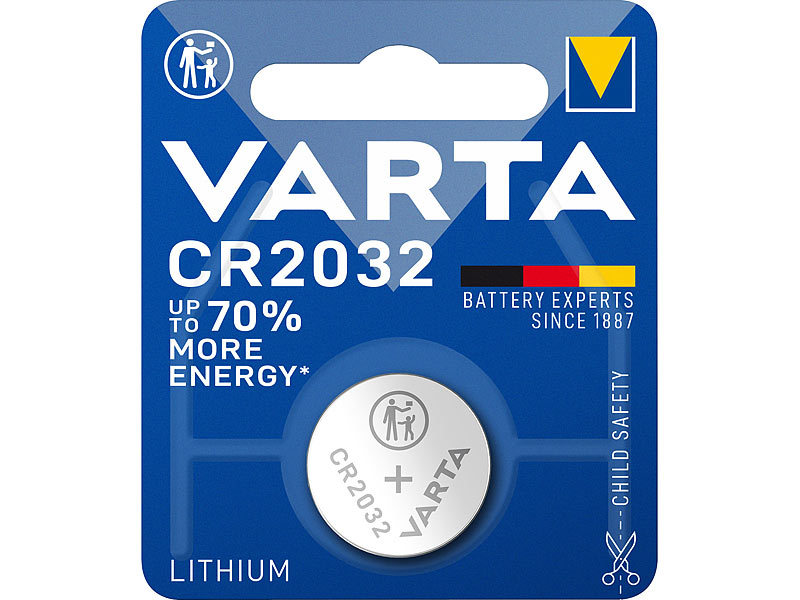 5x CR2032 Knopfzelle 3V Batterie Varta Blister 